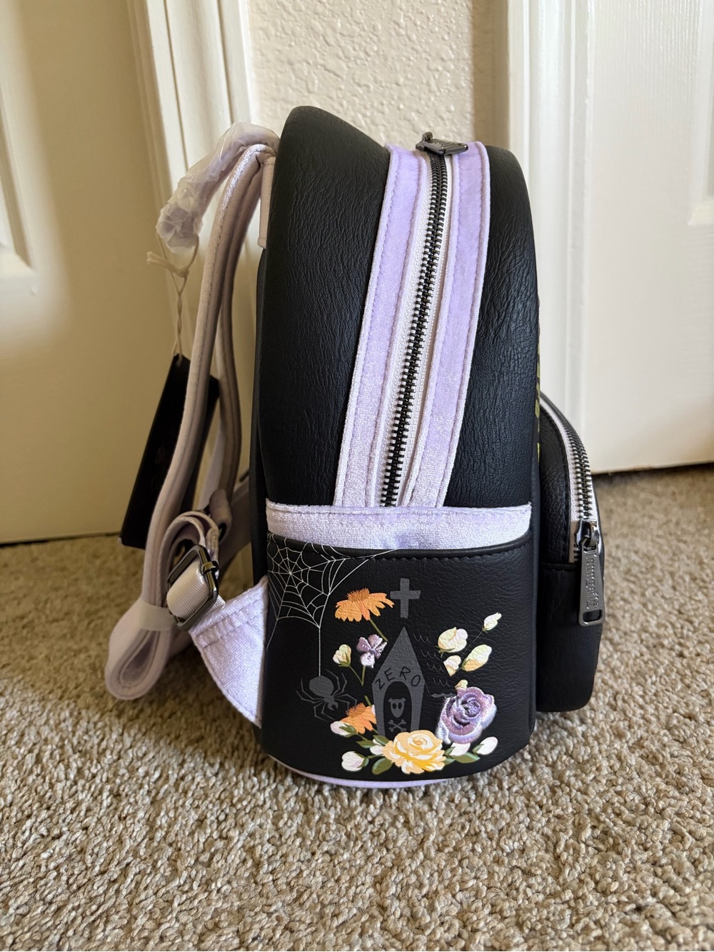 Loungefly Black The Nightmare Before Christmas Floral Mini Backpack - Picture 4 of 7